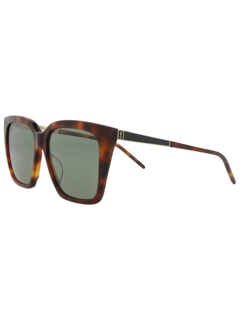 New Saint Laurent Women's Sunglasses Cat Eye Acetate Frame Havana Gold Green